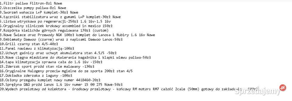 Częsci do lanosa tanie Pozostałe Ruda Śląska