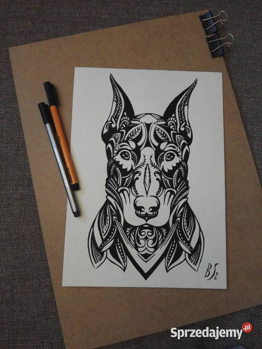 Rysunek doberman cienkopis A4 200gm2