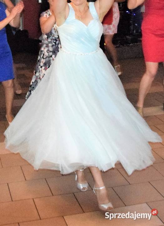 Sukienka na szelkach tiulowa zielona