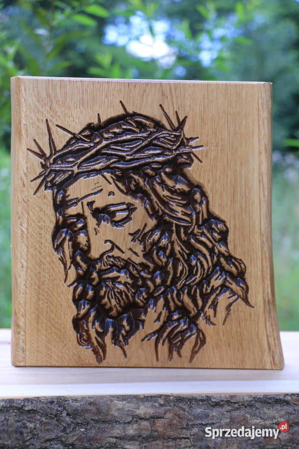 Jezus Grawer w drewnie dębowym podkarpackie Jasienica Rosielna