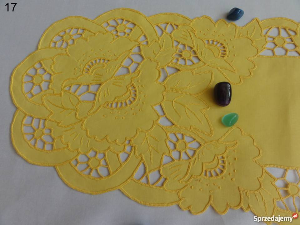 Serwetki kolorowe żółte wyszywane haft