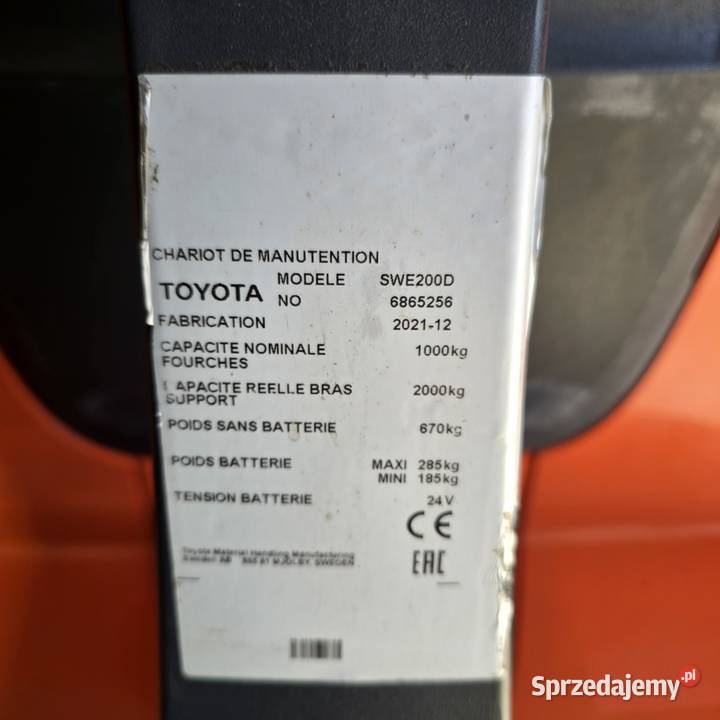 Toyota BT Staxio SWE200D elektryczny paleciak z elektryczny Kraków