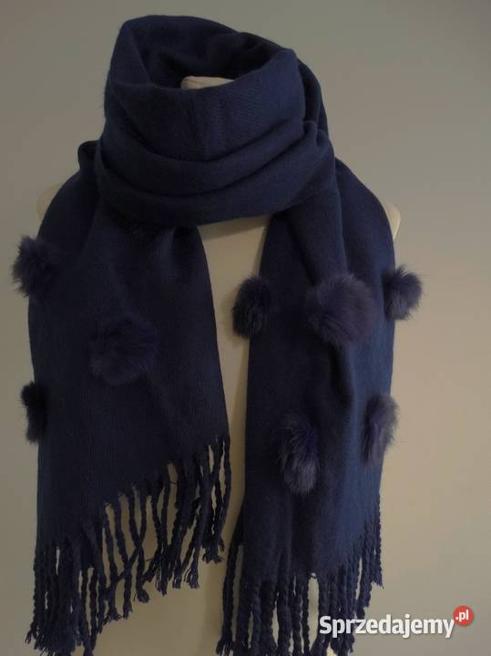 Szal z Wełny Pashmina Duży Zdobiony Wełną Łomża