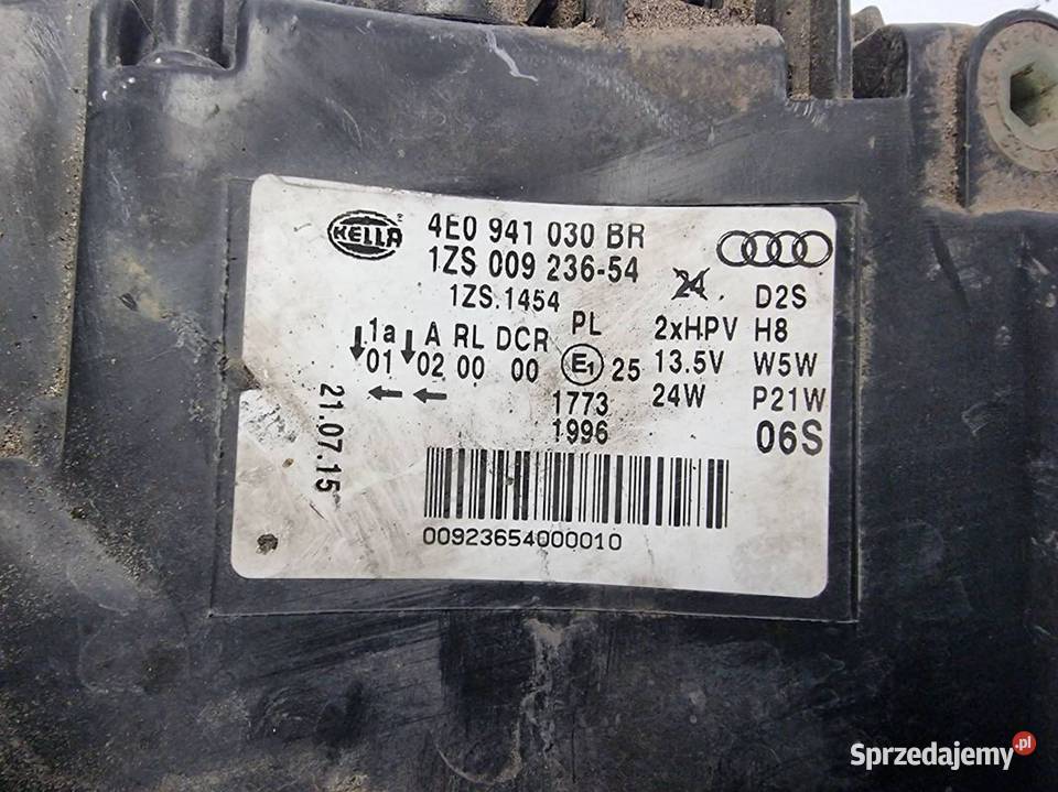 LAMPA PRAWA PRZÓD AUDI A8 D3 II LIFT 4E0941030BR Pozostałe kujawsko-pomorskie Lipno