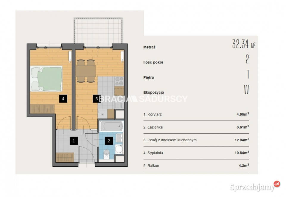 Mieszkanie Kraków 3234m2 2 pokojowe apartamentowiec