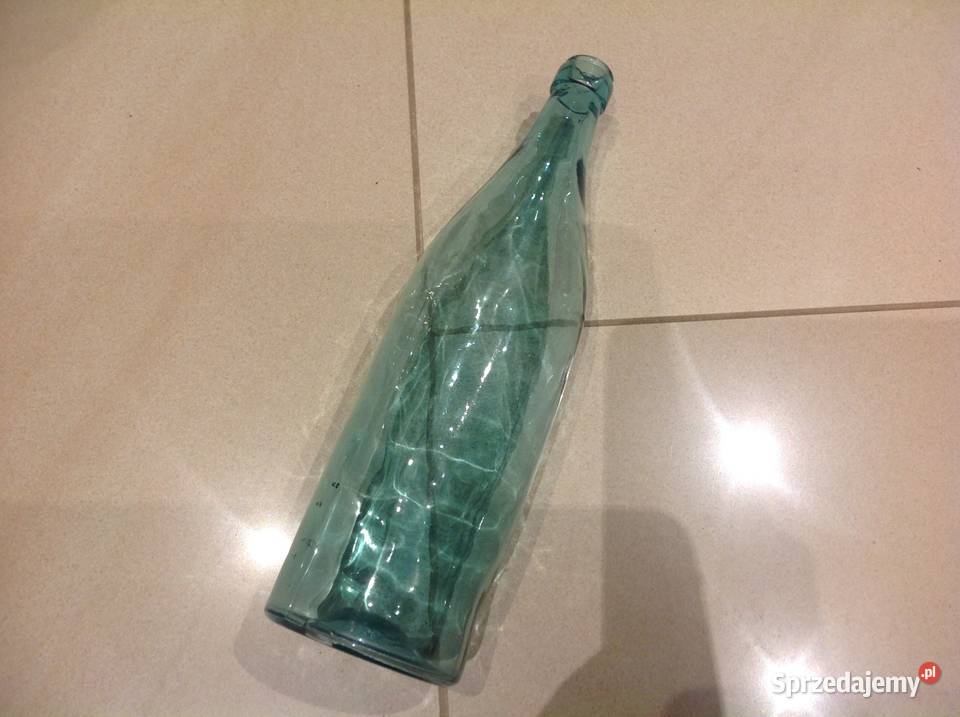 Stara Butelka Szklana Błękitne Szkło Nowa Sól