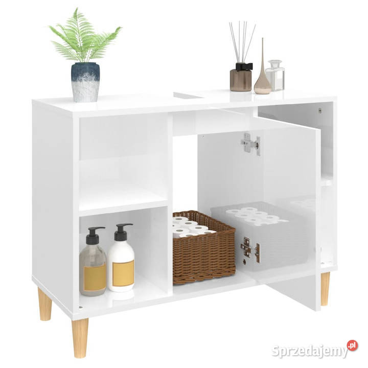 Szafka pod umywalkę biała wysoki połysk 80x33x60 Łazienkowe
