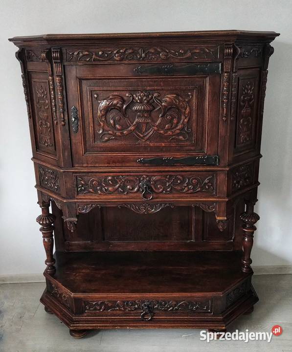Komoda kabinet z litego drewna bogato rzeźbiona Grodzisk Mazowiecki