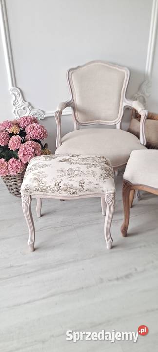 Stylowa pufa taboret fotel len Shabby Chic zachodniopomorskie Szczecin
