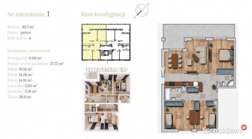 Sprzedaż mieszkania 8658m2 4pokojowe Rok budowy 2026 małopolskie Czarnochowice