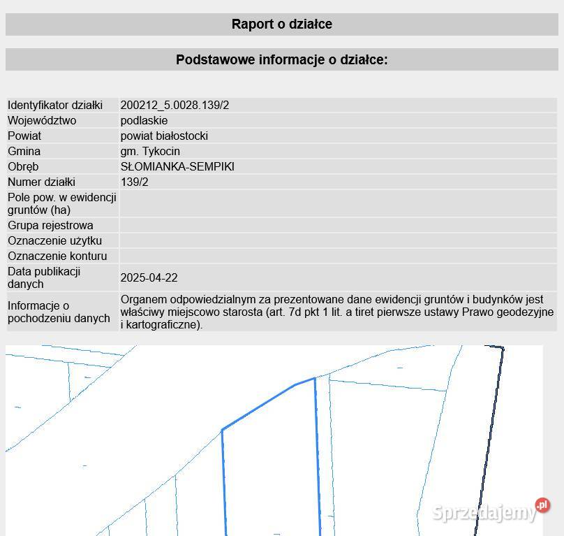 Działka z Potencjałem Rzeka Narew 8400m2 Targonie Wielkie sprzedam