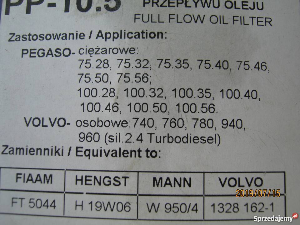 Volvo 740760940960VW LT 24 DTD filtr oleju 2383cm3 podkarpackie Rzeszów