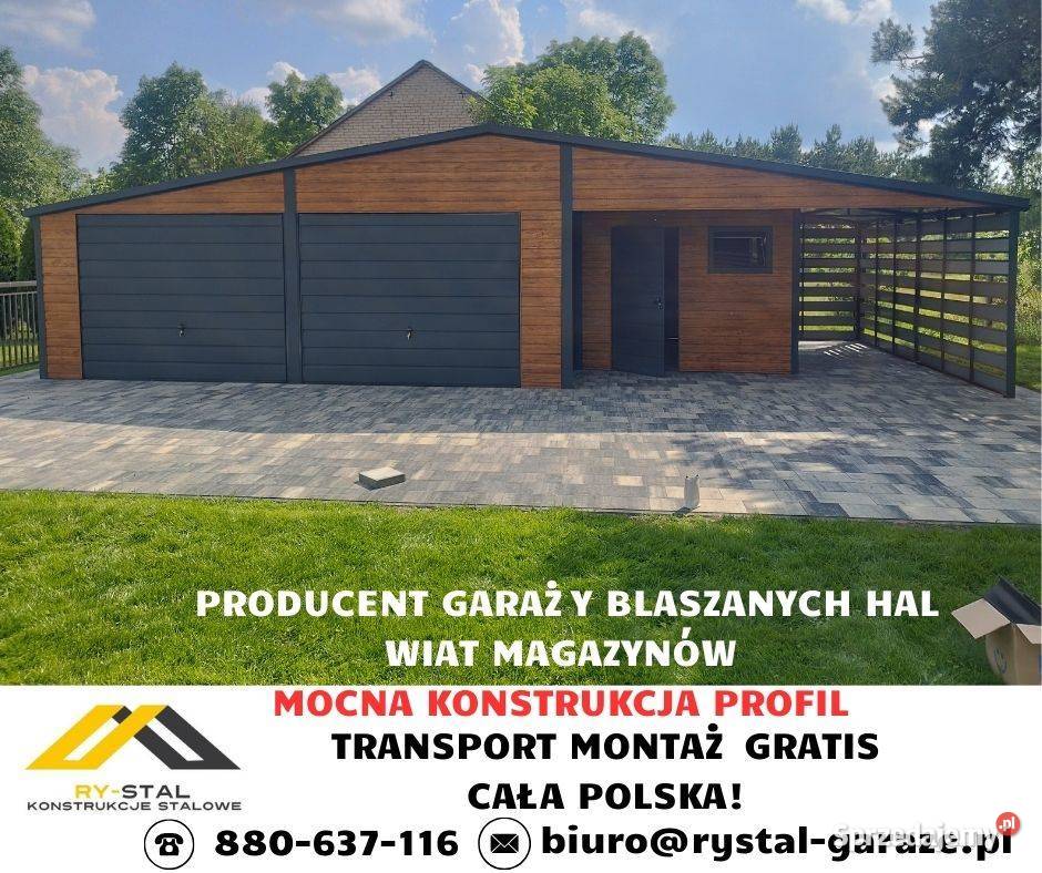 Garaż Blaszany Wiata Hala Magzyn pod wymiar Sprzedaż wielkopolskie Kobylin