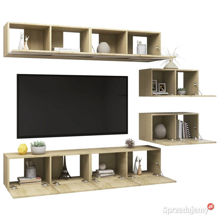 6cz zestaw szafek TV dąb sonoma materiał