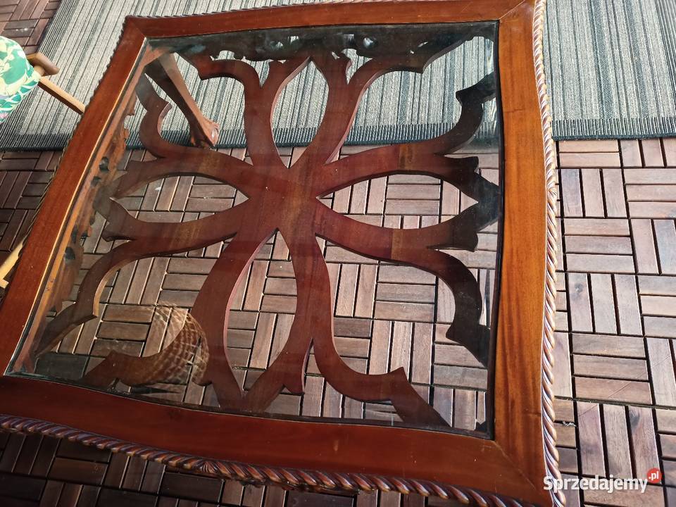 Stolik ława rzeźbiona