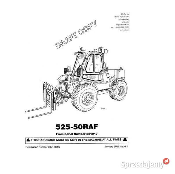 JCB 52550 RAF instrukcja obsługi ŁADOWARKA świętokrzyskie Kielce sprzedam