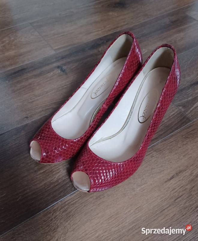 Buty czółenka na obcasie czerwone rozmiar 37 Czółenka Czółenka Rzeszów