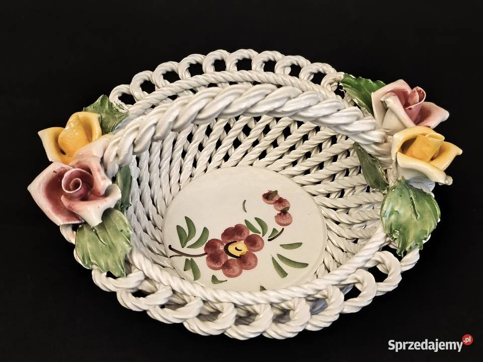 Koszyk porcelanowy ażurowy pleciony włoski Chełm