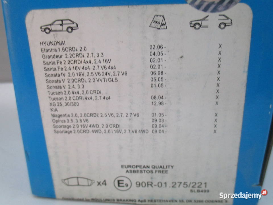 KLOCKI HAMULCOWE TYL HYUNDAI ELANTRA SANTA FE Łódź