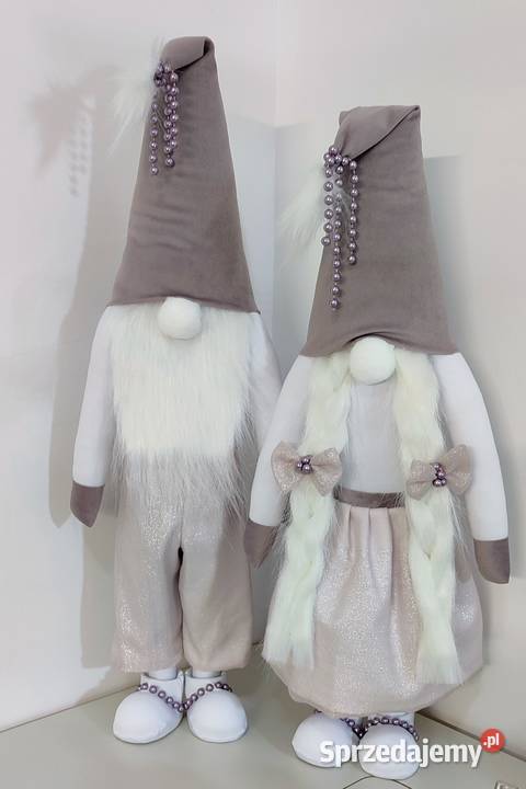 Skrzaty świąteczne krasnale gnomy para pudrowy Lipnica sprzedam