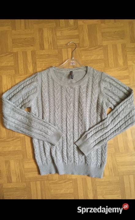 Yorker Szary Sweterek Sweter z warkoczowym