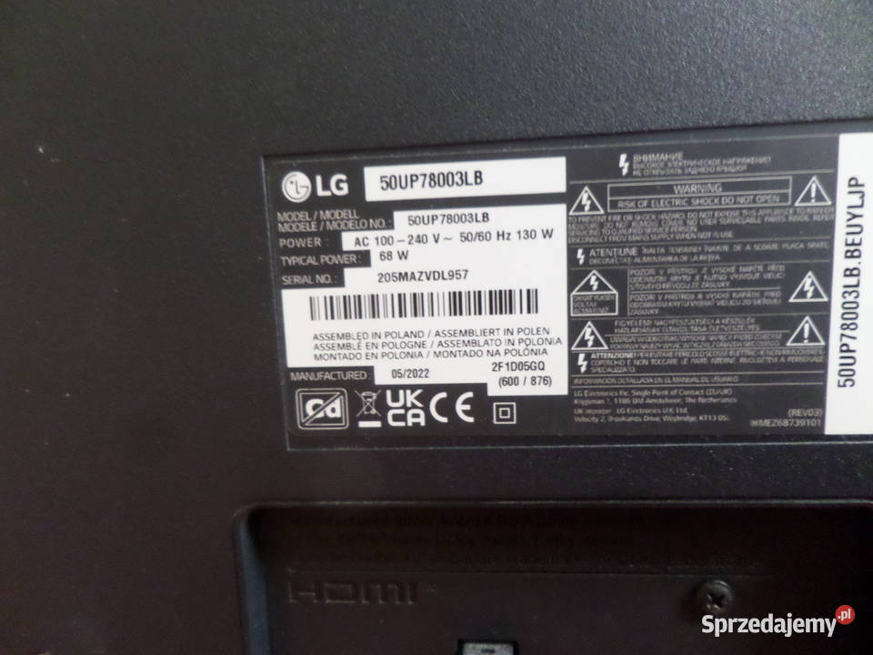 LG50 50UP78003LB 4K UHDSmart DVBT2wi figwarancja Kalisz sprzedam