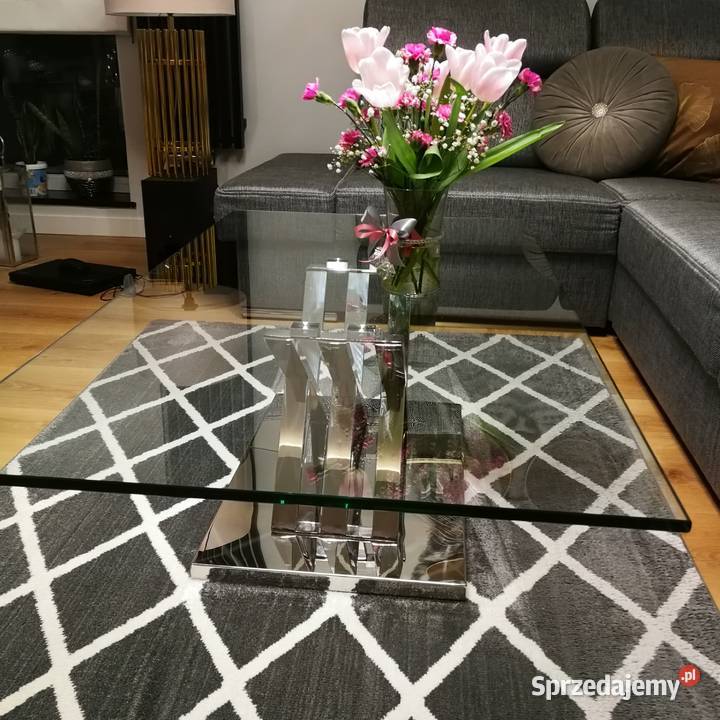 Stolik kawowy poler i szkło Dom i Ogród Suwałki sprzedam