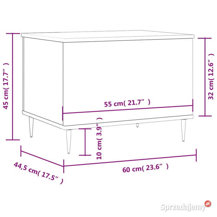 Stolik kawowy czarny 60x445x45 materiał
