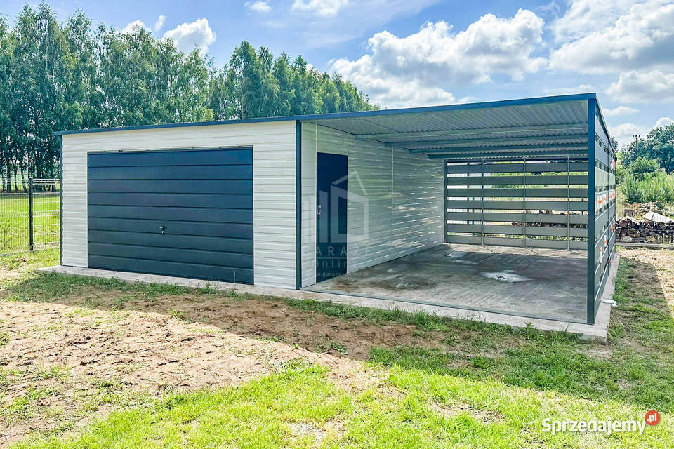 Garaż Blaszany 4x6m Wiata 4m Brama Uchylna Drzwi Międzyrzecz
