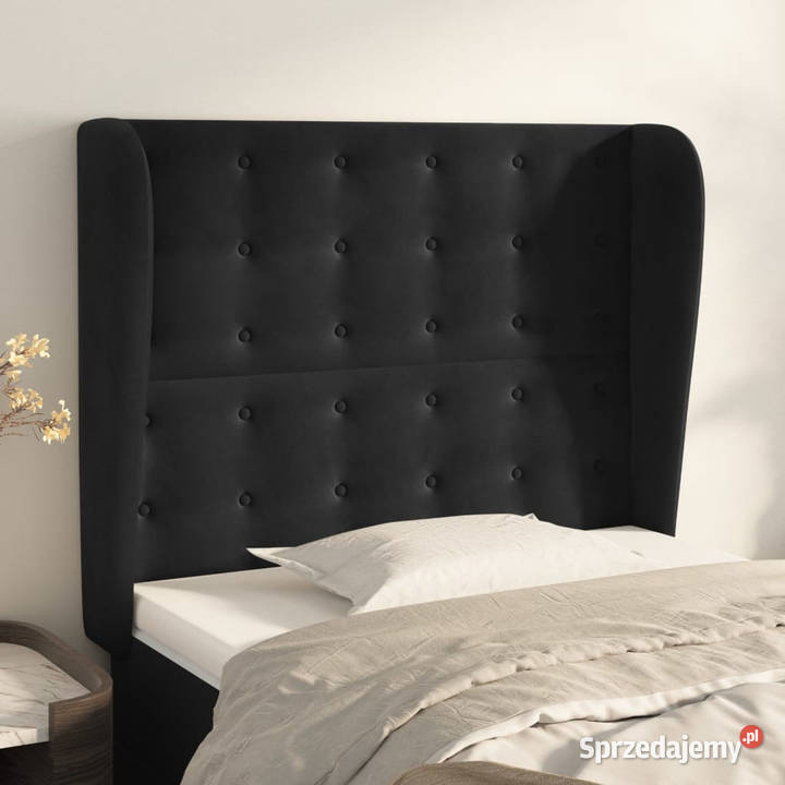 Zagłówek uszak czarny 93x23x118128 aksamit Warszawa