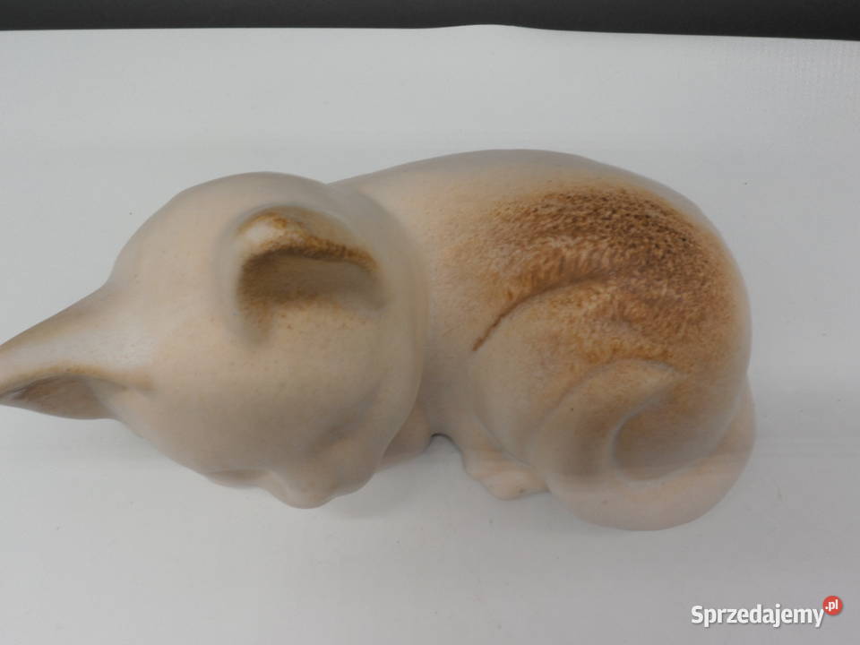Ceramiczna Figurka Kota Uroczy Śpiący Kotek Styl Raszków