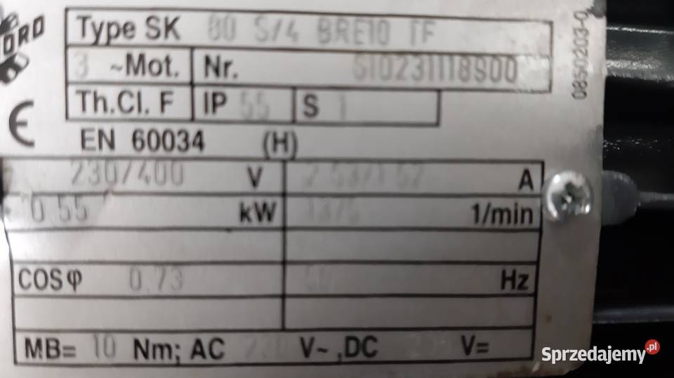 Motoreduktor 055 kW 45 obr Produkcja Leszno