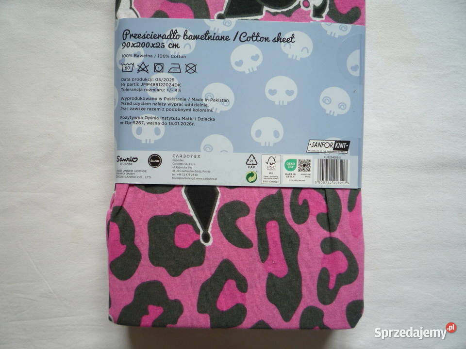 Kuromi Różowe Prześcieradło bawełniane jersey z Szczecin
