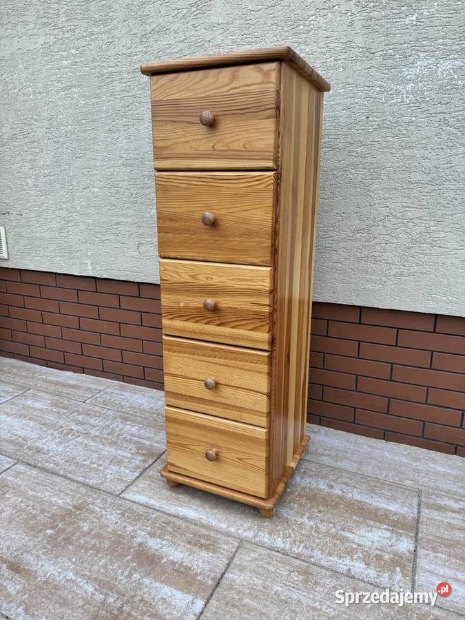 Szafka z szufladami drewniana sosnowa słupek Sulbiny