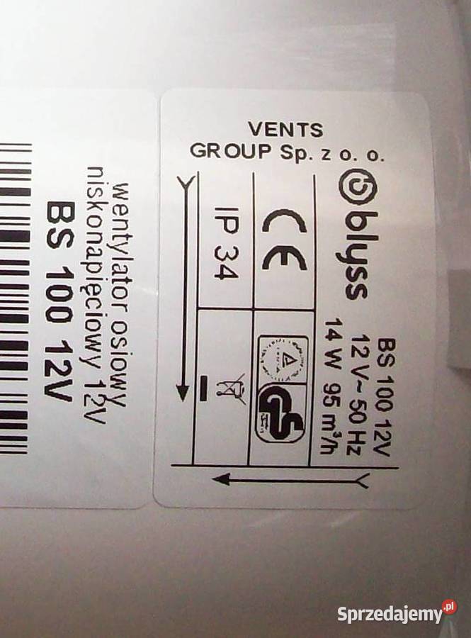Wentylator osiowy Blyss BS100 12V Dom i Ogród