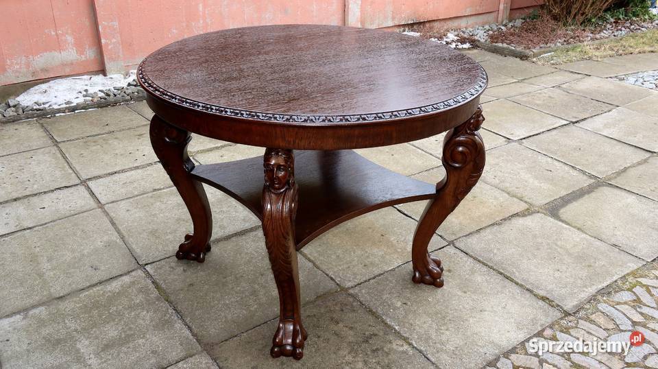 Unikatowy Neorenesansowy Stół Stolik Kawowy Dąb Ziębice sprzedam