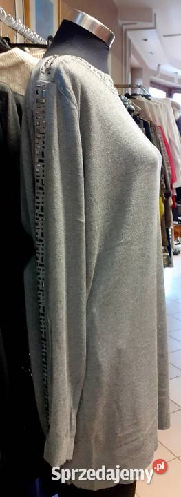 Sweter damski szary zdobiony Kartuzy