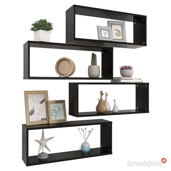 Półki ścienne kostki 4 czarne 60x15x23 WM807137 mazowieckie Warszawa