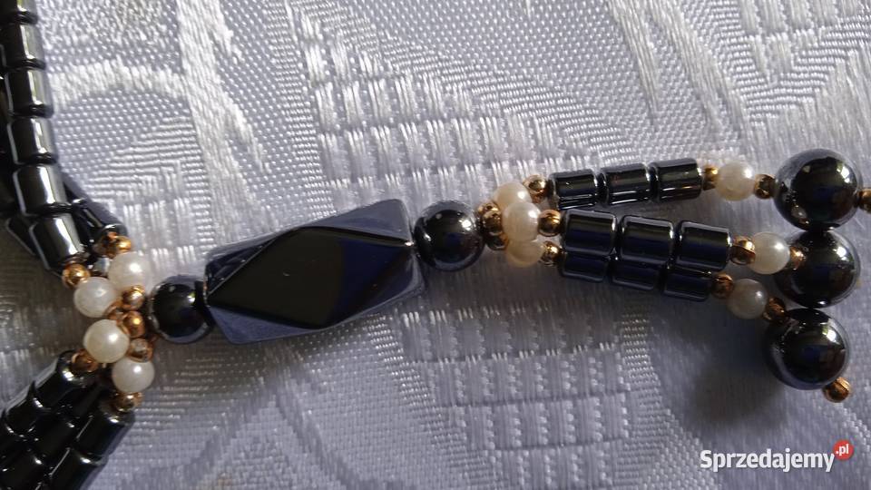 NASZYJNIK Z HEMATYTÓW I PEREŁ Piła