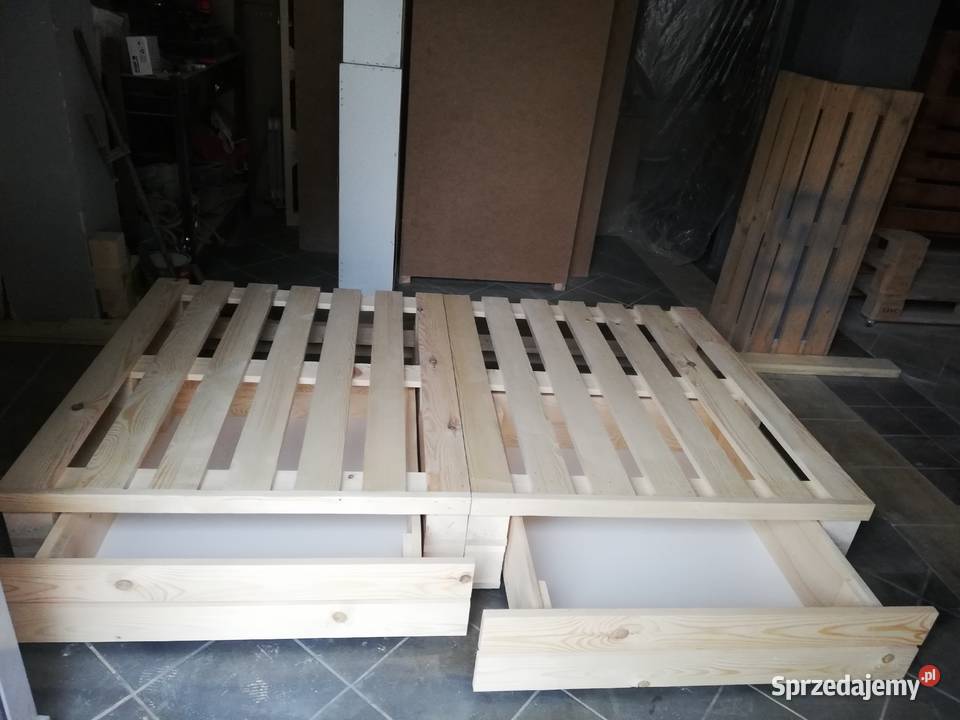 Łóżko z palet 90x200 z szufladami na pościel Siemianowice Śląskie sprzedam
