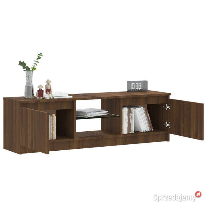 Szafka pod TV z LED brązowy dąb 120x30x355