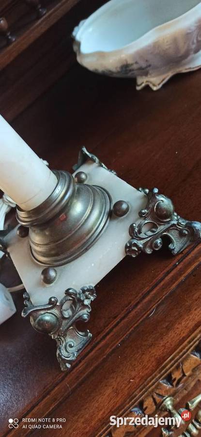 Retro Lampa z mosiądzu i onyksu Elektryczna Gdańsk sprzedam