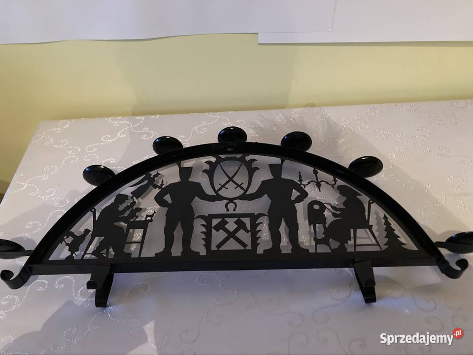 Świecznik Metalowy Łuk z Wizerunkiem Górnika Pozostałe Czerwionka-Leszczyny