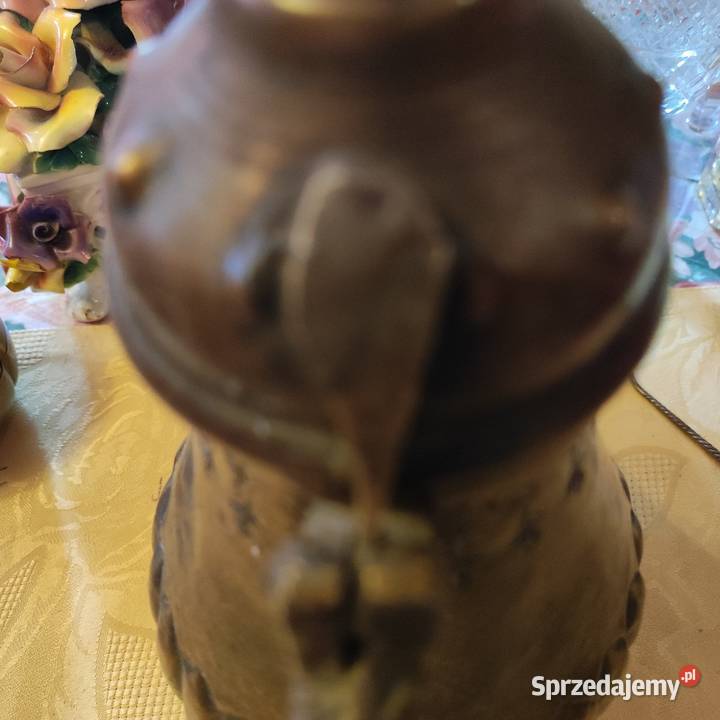 Dzbanek miedziany mosiądzowany XIX wiek starszy Wrocław