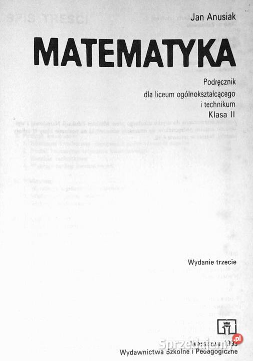 Matematyka 2 Podręcznik LO i technukum Jan Rok wydania 1993 Chełm