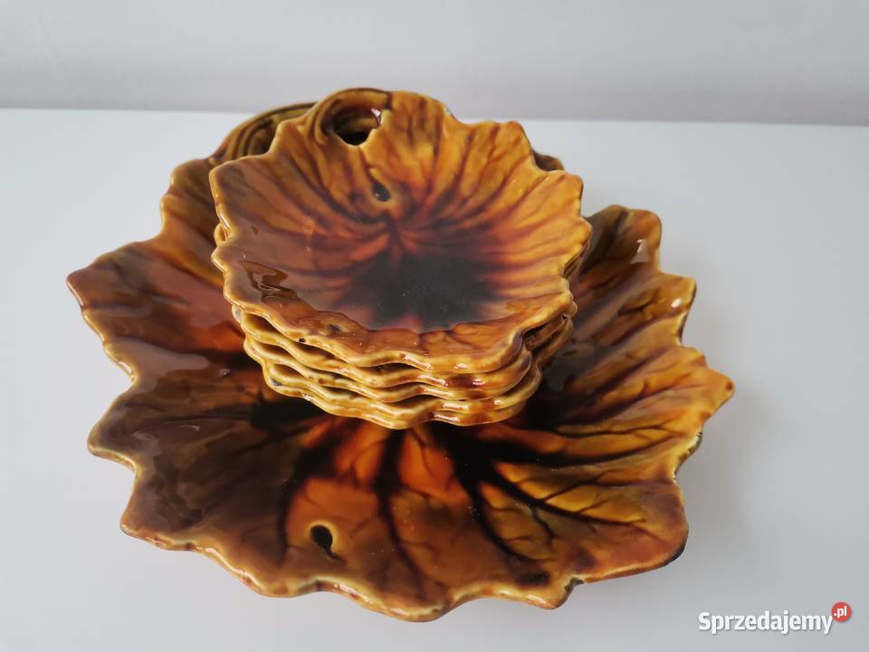 Stara patera talerze Liść ceramika design PRL Antyki, Sztuka, Kolekcje Katowice