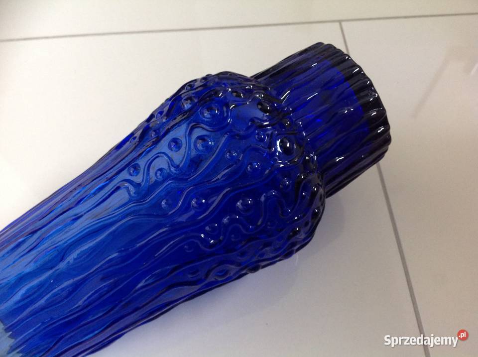 Wazon Szklany Niebieski ATAUPE Vintage lata 60 Porcelana i szkło lubuskie Nowa Sól sprzedam