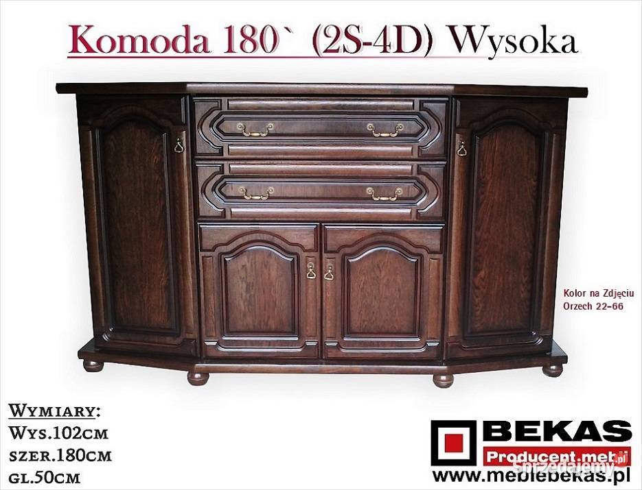 Duża Komoda 180 2S4D Orzech Włoski Ciemny BEKAS 102cm Tarnowiec