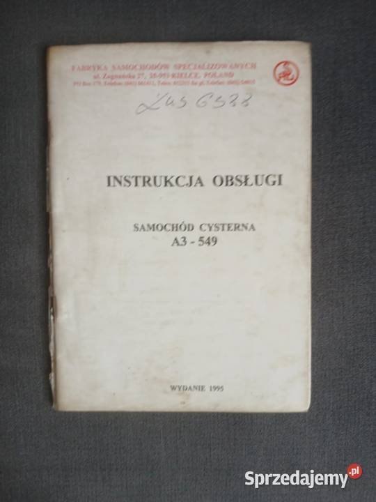 Instrukcja obsługi samochodów cysterna A3549 TOM podkarpackie Krosno