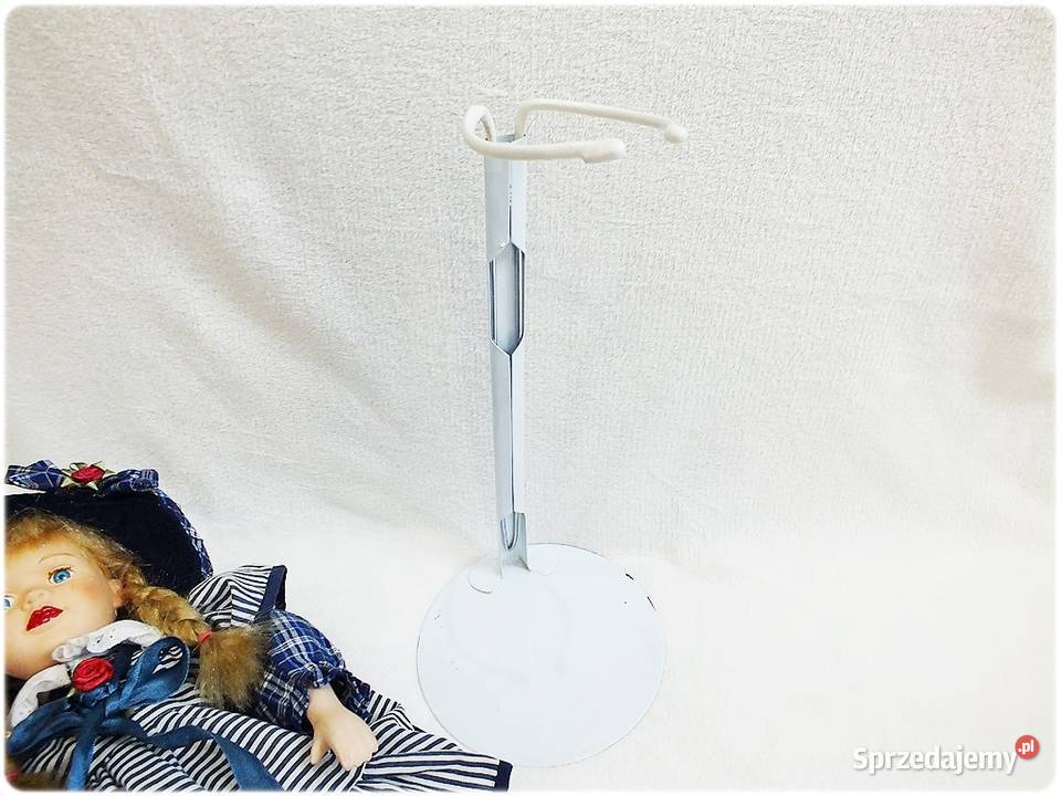 Porcelanowa stara Lalka na stojaku wys55 Żary